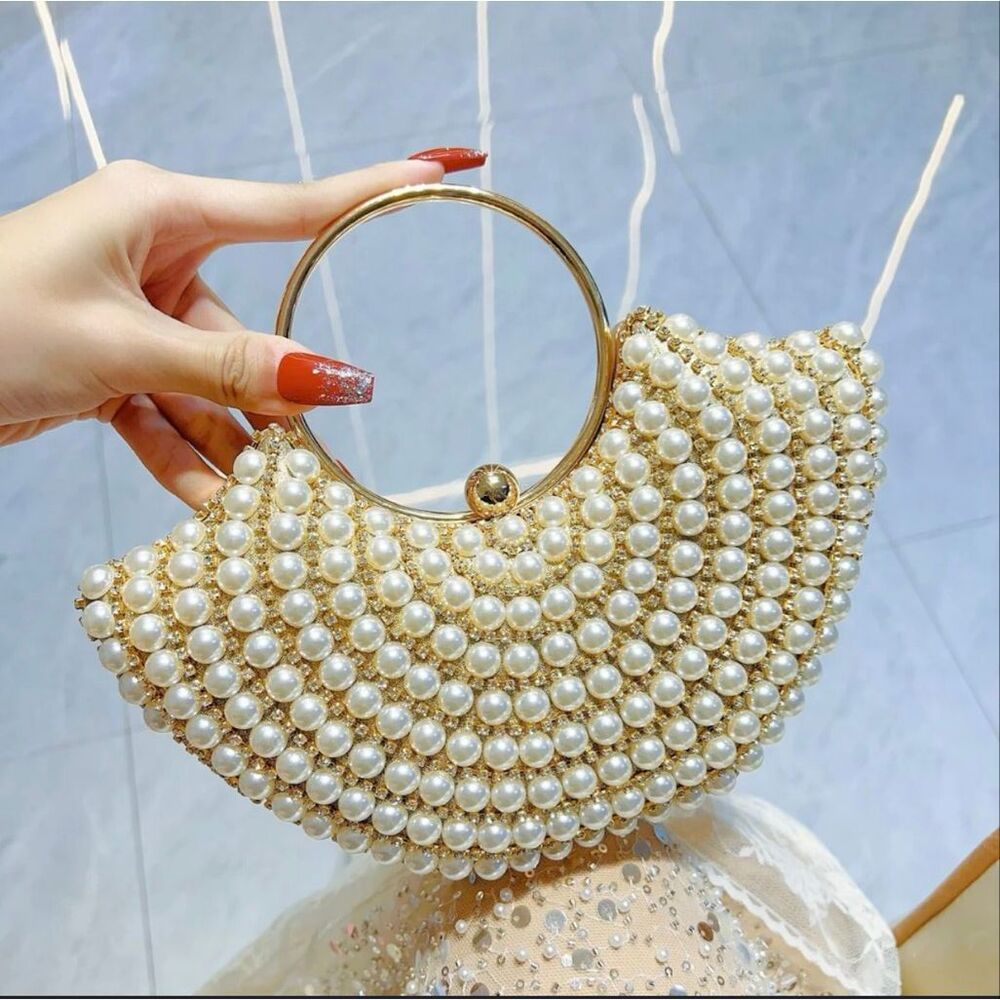 Pearl Embellished Evening Bag